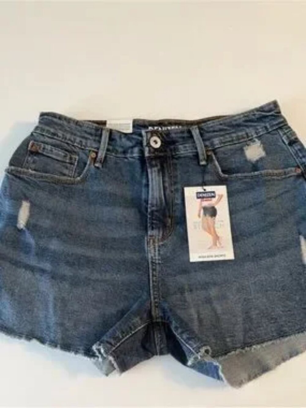 Denizen from Levi's Medium Blue Distressed High-Rise Jean Shorts